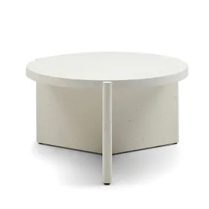 Delos Round 80cm Coffee Table Faux Stone White by null, a Coffee Table for sale on Style Sourcebook