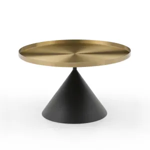 Lloyd Round 76cm Coffee Table Metal Brushed Gold & Black Cone Base by null, a Coffee Table for sale on Style Sourcebook