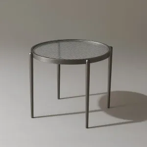 Gatsby Round 48cm Fluted Glass Side Table  Gunmetal Grey by null, a Tables for sale on Style Sourcebook
