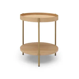 Cleo 40cm Round Side Table With Storage Shelf Ash Gold Legs by null, a Side Table for sale on Style Sourcebook