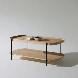Cleo 120cm Rectangle Coffee Table Natural Ash With Storage Shelf by null, a Coffee Table for sale on Style Sourcebook