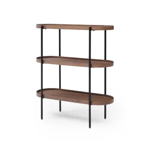 Cleo 3 Tier Shelf 90cm x 80cm Bookcase/Console Walnut & Black Frame by null, a Bookshelves for sale on Style Sourcebook