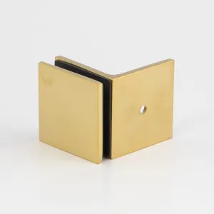 Boston 90 Degree Wall to Glass Bracket Brushed Brass by null, a Bathroom Fixtures for sale on Style Sourcebook