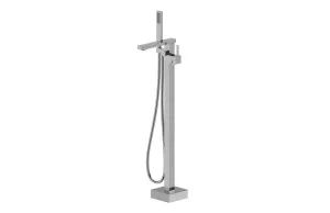 Floor Standing Bath Spout with Mixer and Hand Shower Satin Nickel by null, a Bathroom Taps & Mixers for sale on Style Sourcebook