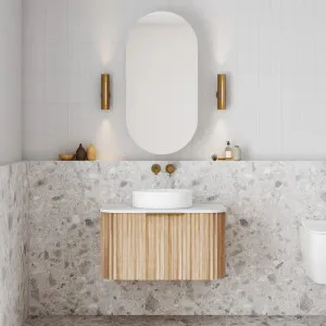 Cassa Designs V-Groove Curved Wall Hung Vanity - Single Natural Oak by null, a Vanities for sale on Style Sourcebook