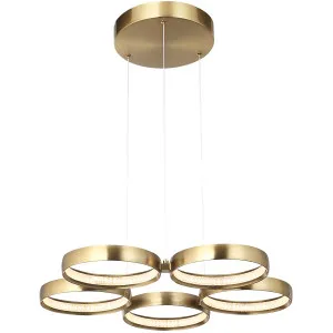 Cougar Olympus Gold Multi?Ring 3CCT LED Pendant 5-Light by Cougar, a Pendant Lighting for sale on Style Sourcebook