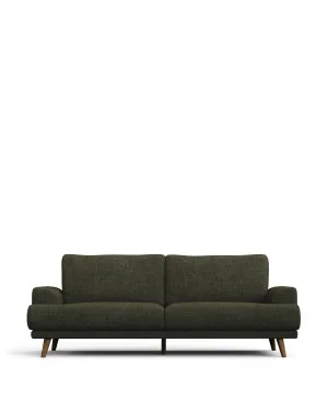 Karin 3-seater sofa green with solid beech wood legs with walnut-effect finish, 231 cm by null, a Sofas for sale on Style Sourcebook