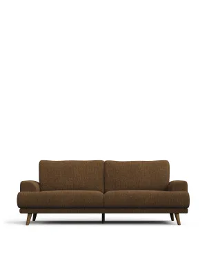 Karin 3-seater sofa dark orange with solid beech wood legs with walnut-effect finish, 231 cm by null, a Sofas for sale on Style Sourcebook