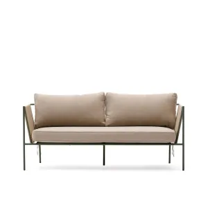 Zivia outdoor 3-seater sofa in ecru rope cord and green galvanised steel 178cm by Kave Home, a Outdoor Sofas for sale on Style Sourcebook