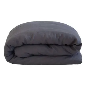 French Flax Linen Quilt Cover Set Queen in Charcoal by OZ Design, a Quilt Covers for sale on Style Sourcebook