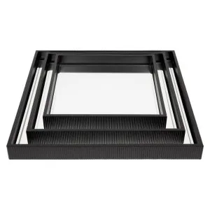 Miles Mirrored Tray Set of 3 Black by CAFE Lighting & Living, a Trays for sale on Style Sourcebook
