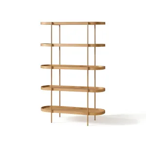 Cleo 5 Tier Shelf 165cm x 100cm Bookcase Natural Ash & Gold Frame by null, a Bookshelves for sale on Style Sourcebook