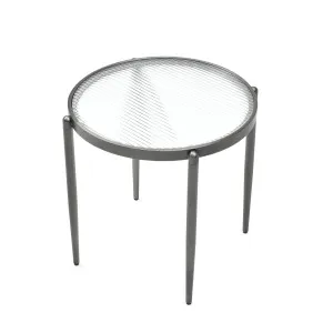 Gatsby Round 48cm Fluted Glass Side Table  Gunmetal Grey by Seek & Ramble, a Tables for sale on Style Sourcebook