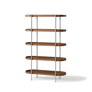 Cleo 5 Tier Shelf 165cm x 100cm Bookcase Walnut & Brushed Steel Frame by null, a Bookshelves for sale on Style Sourcebook