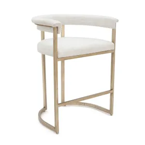 Dino Kitchen Stool with Upholstered Arms - Natural Linen by CAFE Lighting & Living, a Bar Stools for sale on Style Sourcebook