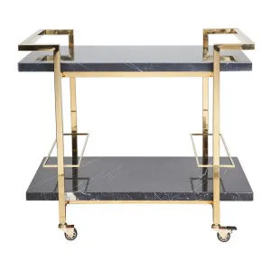 Franklin Black Marble Bar Cart - Gold by CAFE Lighting & Living, a Sideboards, Buffets & Trolleys for sale on Style Sourcebook