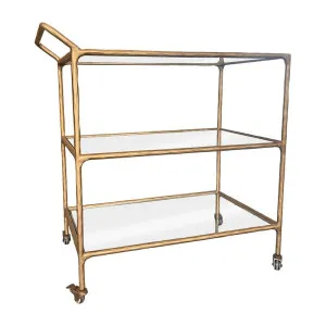 Heston Glass Bar Cart by CAFE Lighting & Living, a Sideboards, Buffets & Trolleys for sale on Style Sourcebook