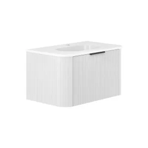 Lola Minka Curved Satin White 750 Wall-Hung Vanity 1TH by Fienza, a Basins for sale on Style Sourcebook