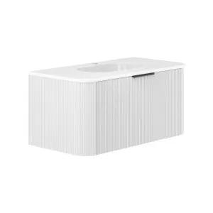 Lola Minka Curved Satin White 900 Wall-Hung Vanity 1TH by Fienza, a Basins for sale on Style Sourcebook
