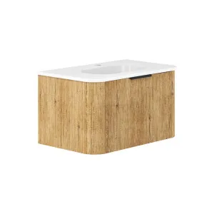 Lola Minka Curved Scandi Oak 750 Wall-Hung Vanity 1TH by Fienza, a Basins for sale on Style Sourcebook