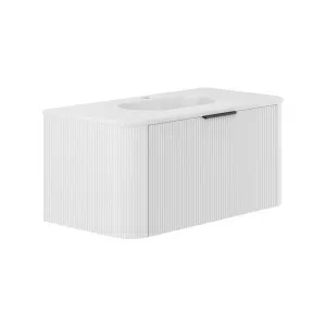 Lola Matte Minka Curved Satin White 900 Wall-Hung Vanity 1TH by Fienza, a Basins for sale on Style Sourcebook