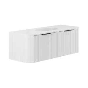 Lola Matte Minka Curved Satin White 1200 Wall-Hung Vanity 1TH by Fienza, a Basins for sale on Style Sourcebook