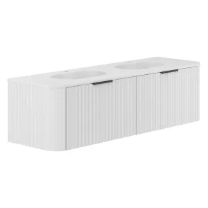 Lola Matte Minka Curved Satin White 1500 Wall-Hung Vanity 1TH by Fienza, a Basins for sale on Style Sourcebook