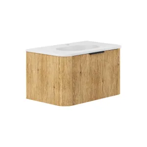Lola Matte Minka Curved Scandi Oak 750 Wall-Hung Vanity 1TH by Fienza, a Basins for sale on Style Sourcebook