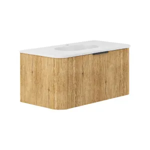 Lola Matte Minka Curved Scandi Oak 900 Wall-Hung Vanity 1TH by Fienza, a Basins for sale on Style Sourcebook