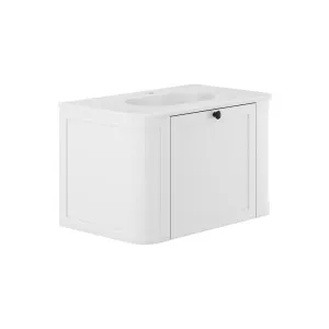 Lola Matte Mila Curved Satin White 750 Wall-Hung Vanity 1TH by Fienza, a Basins for sale on Style Sourcebook