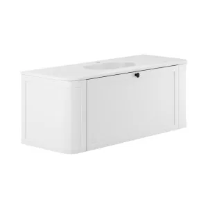 Lola Matte Mila Curved Satin White 1200 Wall-Hung Vanity 1TH by Fienza, a Basins for sale on Style Sourcebook