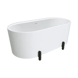 Aluca Freestanding Bath, 1500mm Matte White with Matte Black Legs with overflow by Fienza, a Bathtubs for sale on Style Sourcebook