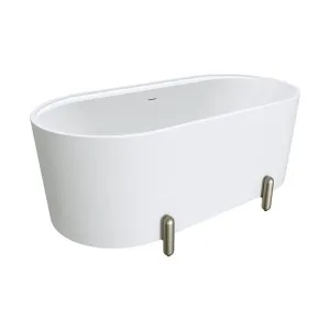 Aluca Freestanding Bath, 1500mm Matte White with Brushed Nickel Legs with overflow by Fienza, a Bathtubs for sale on Style Sourcebook