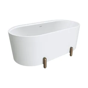 Aluca Freestanding Bath, 1500mm Matte White with Brushed Copper Legs with overflow by Fienza, a Bathtubs for sale on Style Sourcebook
