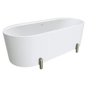 Aluca Freestanding Bath, 1700mm Matte White with Brushed Nickel Legs with overflow by Fienza, a Bathtubs for sale on Style Sourcebook