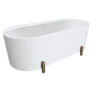 Aluca Freestanding Bath, 1700mm Matte White with Brushed Copper Legs with overflow by Fienza, a Bathtubs for sale on Style Sourcebook