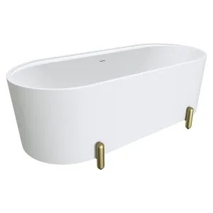 Aluca Freestanding Bath, 1700mm Matte White with Urban Brass Legs with overflow by Fienza, a Bathtubs for sale on Style Sourcebook