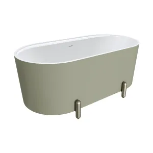 Aluca Freestanding Bath, 1500mm Matte Olive with Brushed Nickel Legs with overflow by Fienza, a Bathtubs for sale on Style Sourcebook