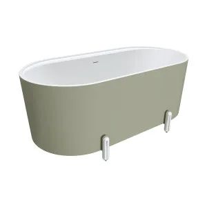 Aluca Freestanding Bath,1500mm Matte Olive with Chrome Legs with overflow by Fienza, a Bathtubs for sale on Style Sourcebook