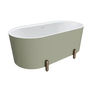 Aluca Freestanding Bath, 1500mm Matte Olive with Brushed Copper Legs with overflow by Fienza, a Bathtubs for sale on Style Sourcebook