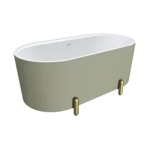 Aluca Freestanding Bath, 1500mm Matte Olive with Urban Brass Legs with overflow by Fienza, a Bathtubs for sale on Style Sourcebook