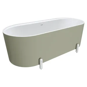 Aluca Freestanding Bath, 1700mm Matte Olive with Chrome Legs with overflow by Fienza, a Bathtubs for sale on Style Sourcebook