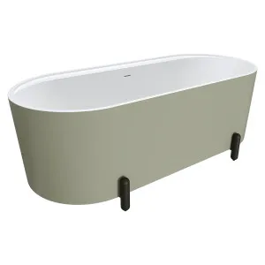 Aluca Freestanding Bath, 1700mm Matte Olive with Matte Black Legs with overflow by Fienza, a Bathtubs for sale on Style Sourcebook