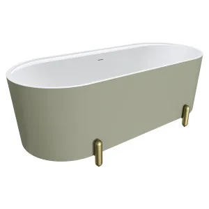 Aluca Freestanding Bath, 1700mm Matte Olive with Urban Brass Legs with overflow by Fienza, a Bathtubs for sale on Style Sourcebook