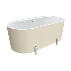 Aluca Freestanding Bath, 1500mm Matte Khaki with Chrome Legs with overflow by Fienza, a Bathtubs for sale on Style Sourcebook