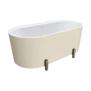 Aluca Freestanding Bath, 1500mm Matte Khaki with Brushed Copper Legs with overflow by Fienza, a Bathtubs for sale on Style Sourcebook