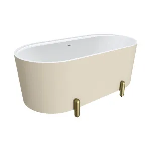 Aluca Freestanding Bath, 1500mm Matte Khaki with Urban Brass Legs with overflow by Fienza, a Bathtubs for sale on Style Sourcebook