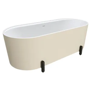 Aluca Freestanding Bath, 1700mm Matte Khaki with Matte Black Legs with overflow by Fienza, a Bathtubs for sale on Style Sourcebook