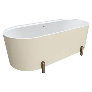 Aluca Freestanding Bath, 1700mm Matte Khaki with Brushed Copper Legs with overflow by Fienza, a Bathtubs for sale on Style Sourcebook