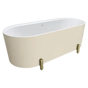 Aluca Freestanding Bath, 1700mm Matte Khaki with Urban Brass Legs with overflow by Fienza, a Bathtubs for sale on Style Sourcebook